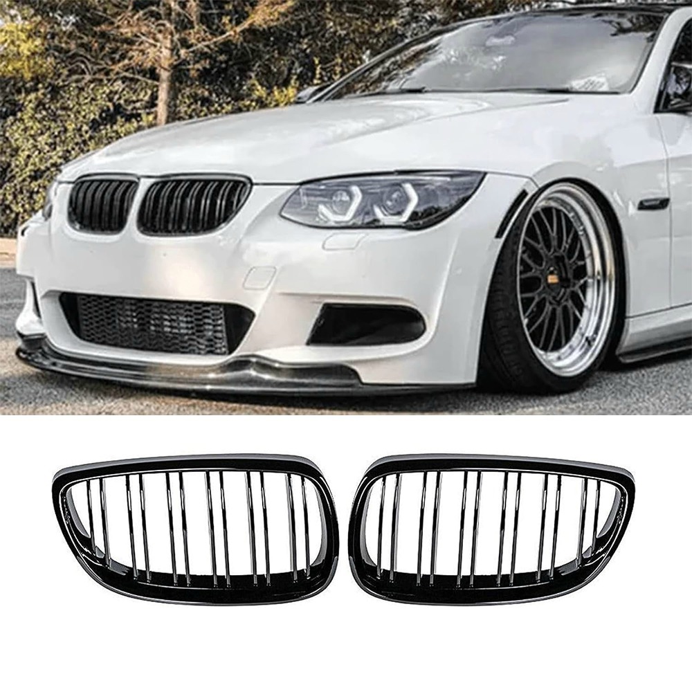 E92 Nieren Schwarz Passend für BMW 3er E92 E93 LCI Coupé/Cabrio 328i 335i Facelift 2011-2013 E93 Kühlergrill Schwarz Kühlergrill Vorne（Nicht für M3）