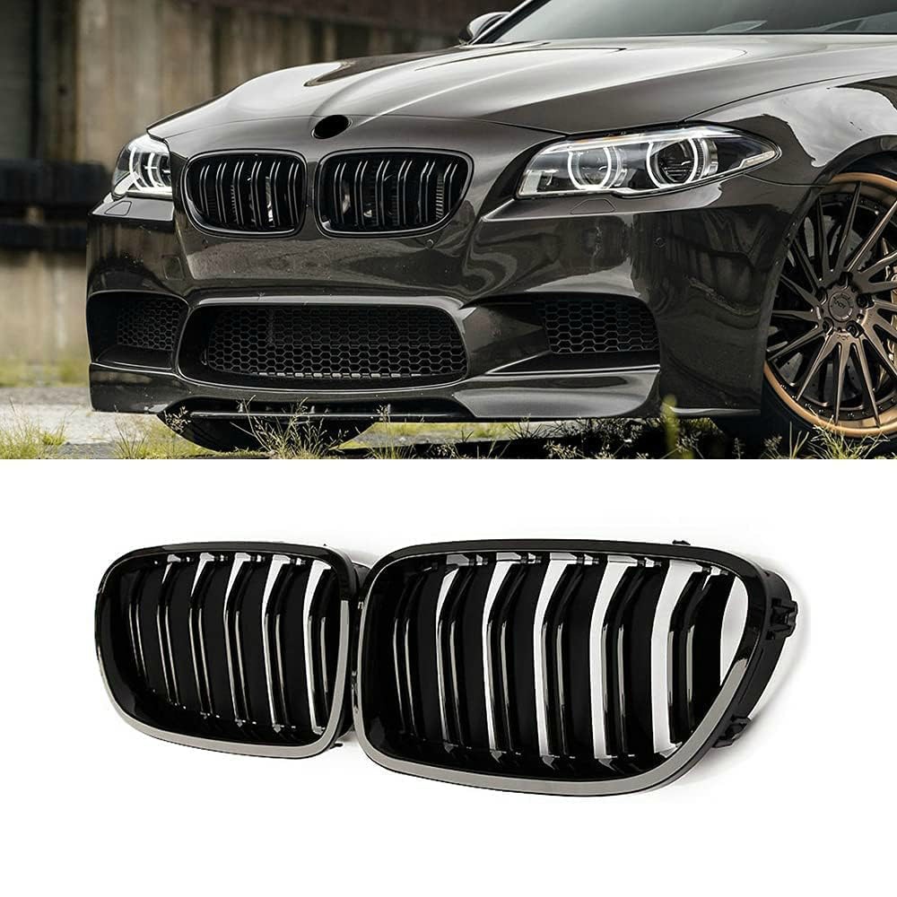 F10 F11 Nieren Schwarz Front Nieren für BMW 5 Serie F10 F11 M5 Kühlergrill 2010-2017 f10 Grill Schwarz Glänzend Doppel-Lamellen Grill