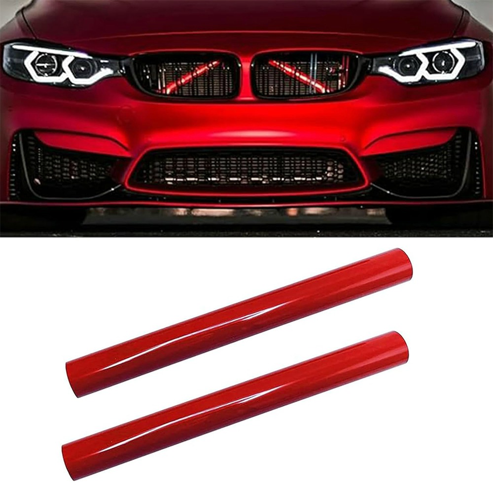 Frontgrill Einsatz 2 Stück,Kühlergrill Einsätze, Rot Grill V Streben Kompatibe mit 5er F10 F11 F07 6er F06 F12 F13 7er F01 F02 F03 F04 or F39 F48 Rot